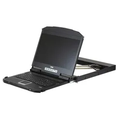 Aten CL3800NW FR Kurze Dual-Rail 18,5"-LCD-Konsole (USB HDMI DVI VGA) FR-Layout, KVM Switch, Schwarz