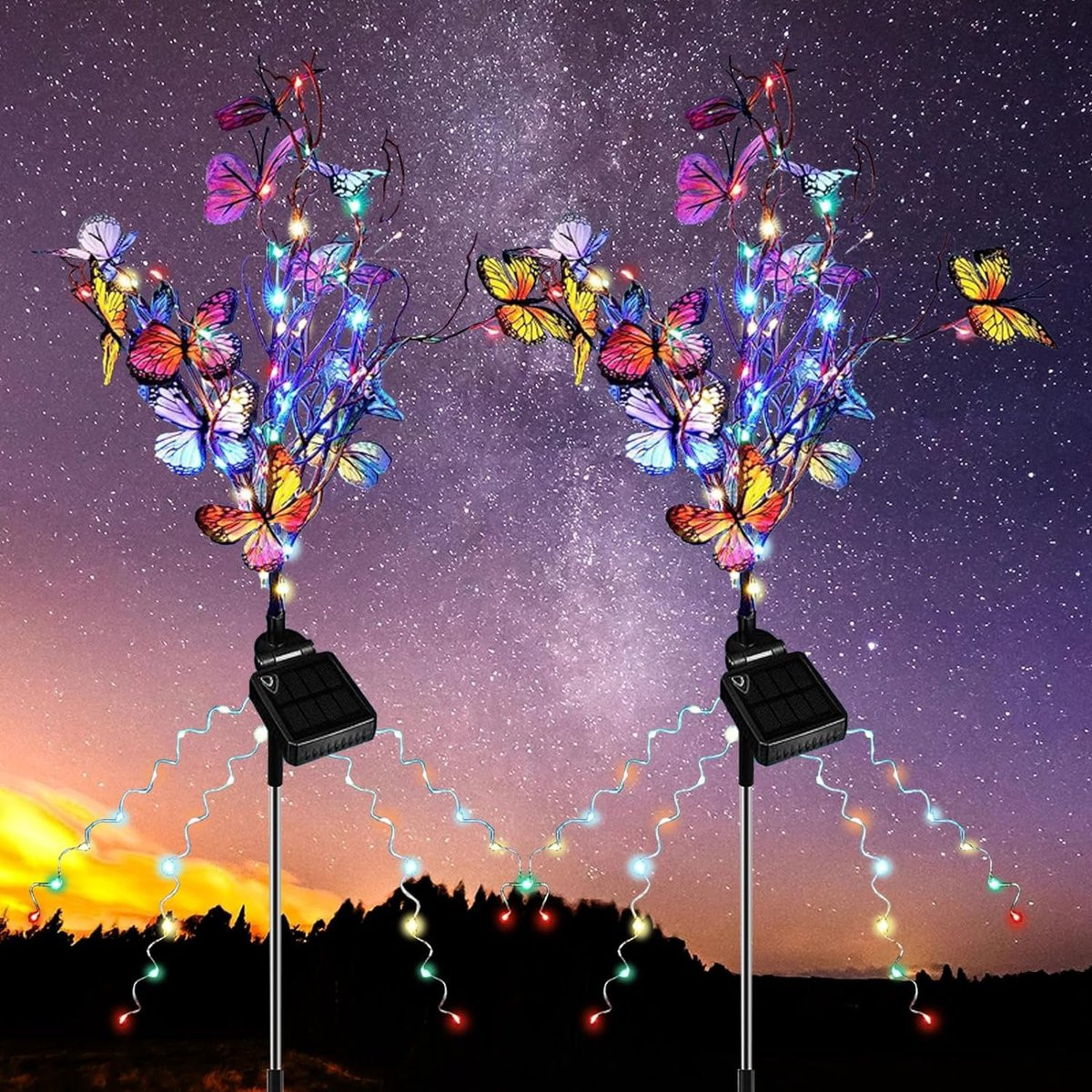Ayangoods Zonne-energie LED Tuinlantaarns Set met Accentverlichting