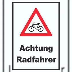 HB-Druck Achtung Radfahrer Fahrräder Schild A2 Rückseite selbstklebend