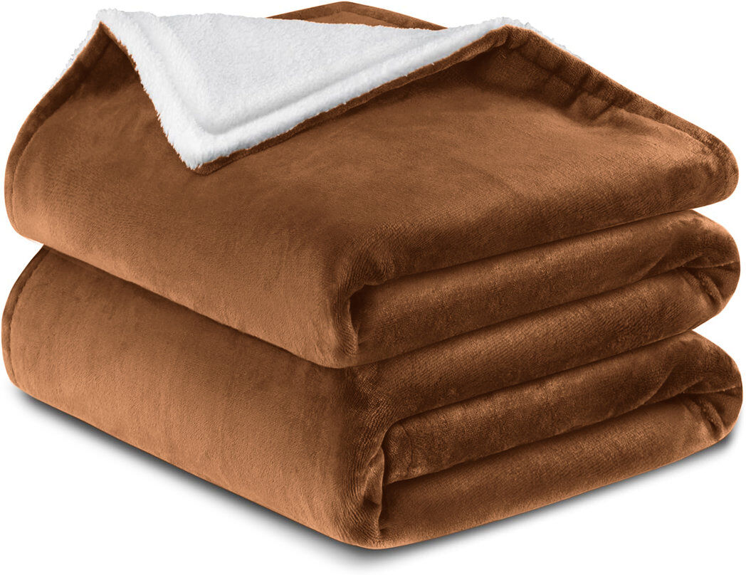 Haffa Reversible Sherpa Fleece Throw Blanket - Ultra-Soft, Warm & Cozy Comfort for All Seasons Coffee 270cm x 230cm