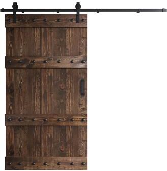 Coast Sequoia Inc Coast Sequoia 42in x 84in Castle Series Pine Wood Sliding Barn Door With Hardware Kit