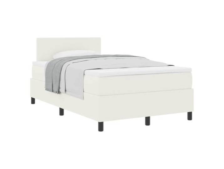 KTHLBRH Boxspringbett Creme und Weiß 120 x 190 cm Stoff Cords Verstellbares Kopfteil, Taschenfedern, Holzgestell, 280 kg