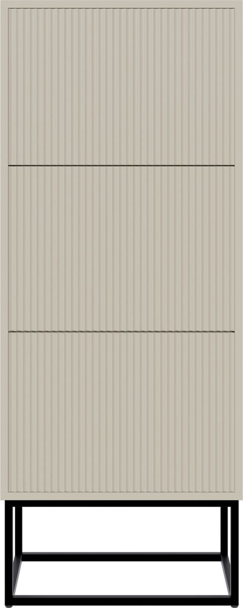 Selsey VELDIO schoenenkast met drie niveaus, grijs beige met zwarte poten