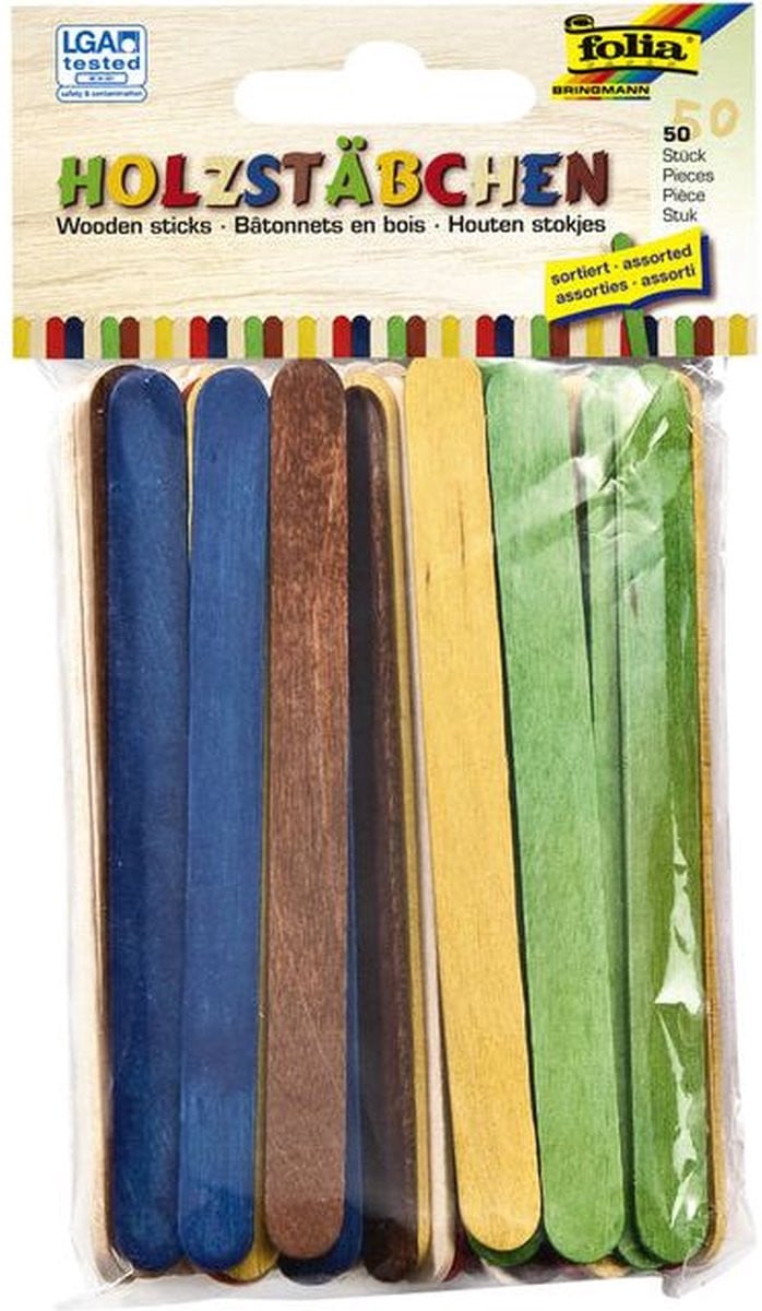 Folia Paper Stokje folia hout assorti, 10 stuks