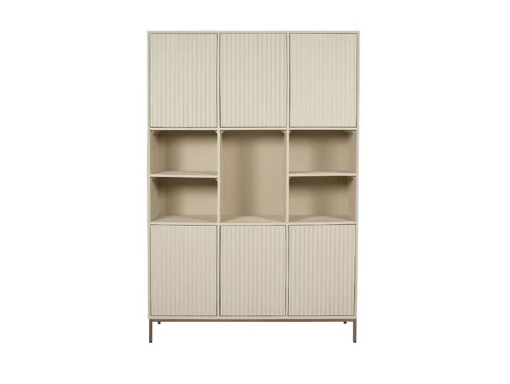 Bibliothèque étagère beige 6 portes rainurées