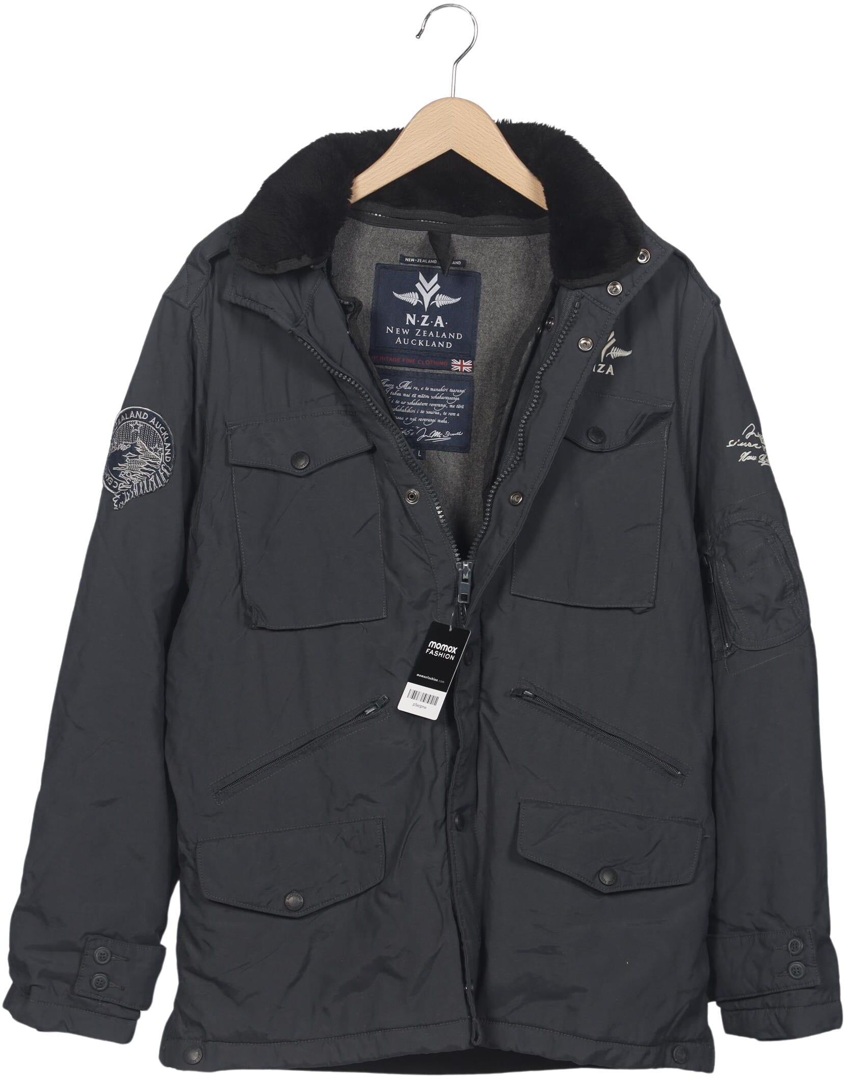 NZA NEW Zealand Auckland Herren Jacke, Grau, Gr. L, Synthetik - Second Hand