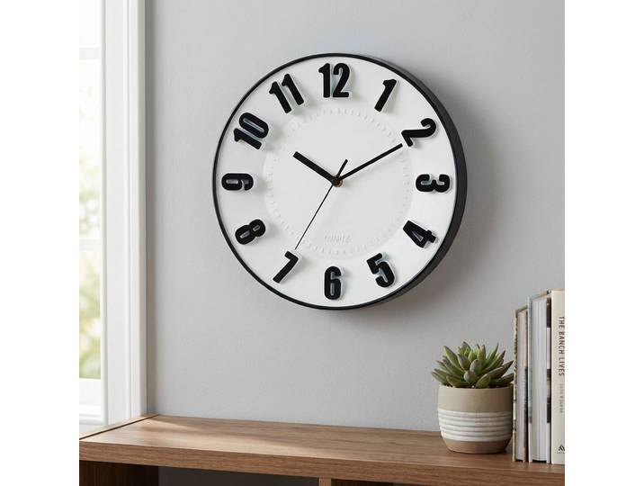 Wanduhr Ø28 x H4,5 cm, schwarz-weiss