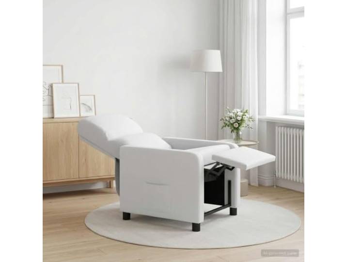 TV-Stuhl Weiß Polyester mit Massagefunktion und verstellbarer Neigung Verstellbar 115°-160°,kabellose Fernbedienung,Schaum-Faser-Füllung,feucht abwischbar