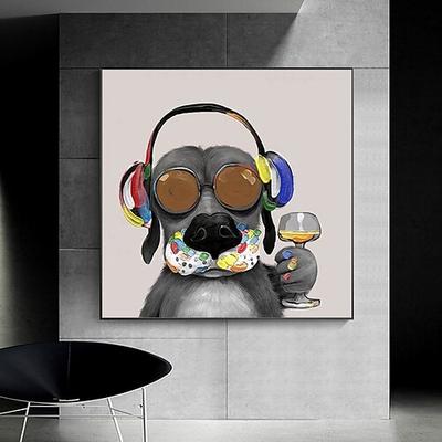 Mintura handgefertigte Ölgemälde mit Hunden und Tieren auf Leinwand, Wandkunst, Dekoration, modernes abstraktes Bild für die Inneneinrichtung, gerolltes, rahmenloses, ungedehntes Gemälde