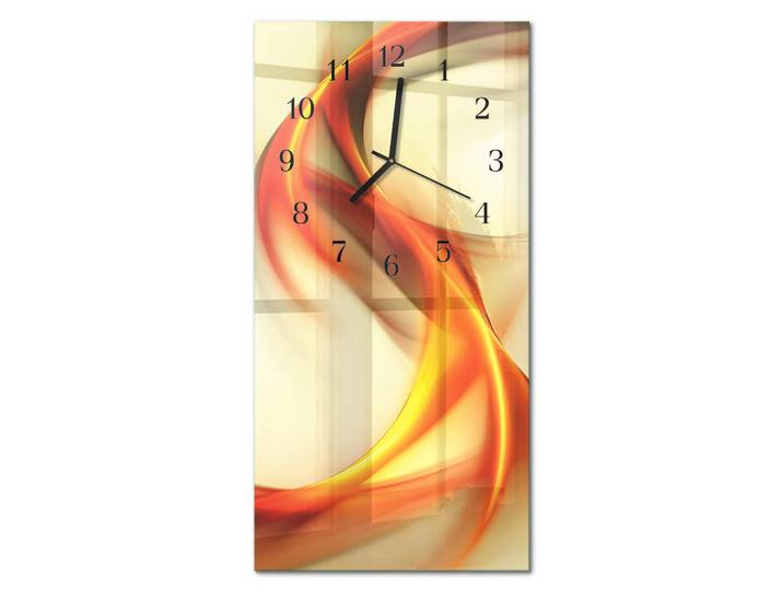 Tulup Wanduhr 60x30 cm - Abstrakte Kunst, Mehrfarbig, Glas, Rechteckig, 30x60x0.4 cm, Dekoration, Uhren, Wanduhren