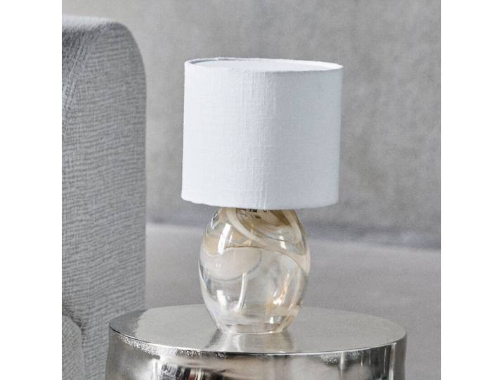 Hite tafellamp, 28 cm, crème, glas/textiel - House Doctor - Woonkamer - Designer - 1 lamp