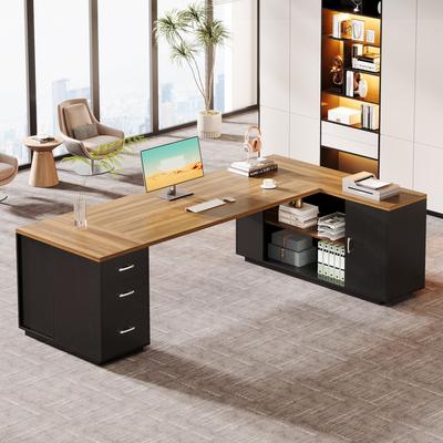 BLUEBELL "85.8"" L-Shaped Executive Desk, Extra Large Office Desk with Drawers"