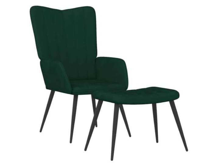 Relaxsessel mit Hocker Dunkelgrün Samt Weicher Samtbezug,Schaumstoffpolsterung,starkes Stahlgestell,gerade Ziernaht,stabil und langlebig
