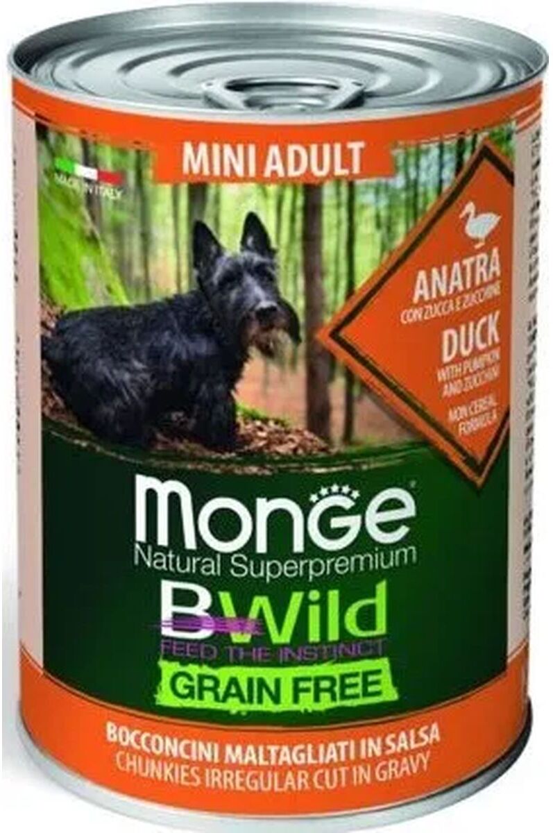 Kit Risparmio 24x400G Monge Dog Bwild ADULT ANATRA E ZUCCA