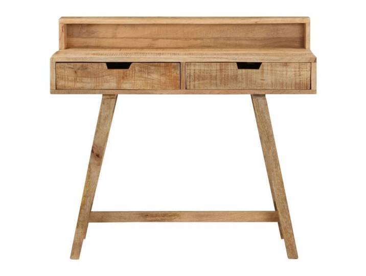 Bureau en bois de manguier - CLARENCE - 100x45x90 cm - Bois massif brut - Brun - Deux tiroirs - Style vintage