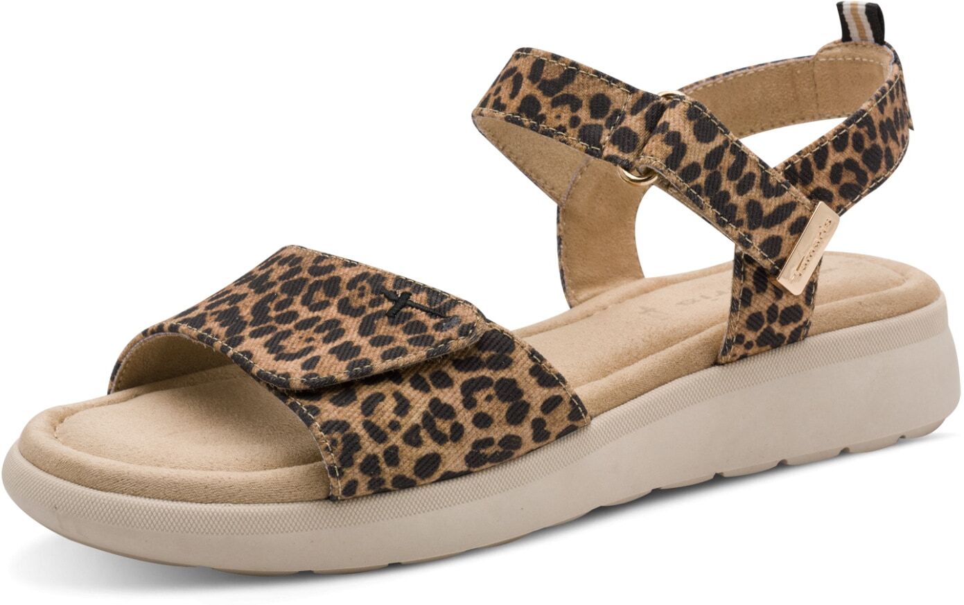 Riemchensandale TAMARIS, Damen, Gr. 38, Textil, leo, Schuhe Riemchensandale, Sommerschuh, Plateausandalette im angesagten Leo-Look