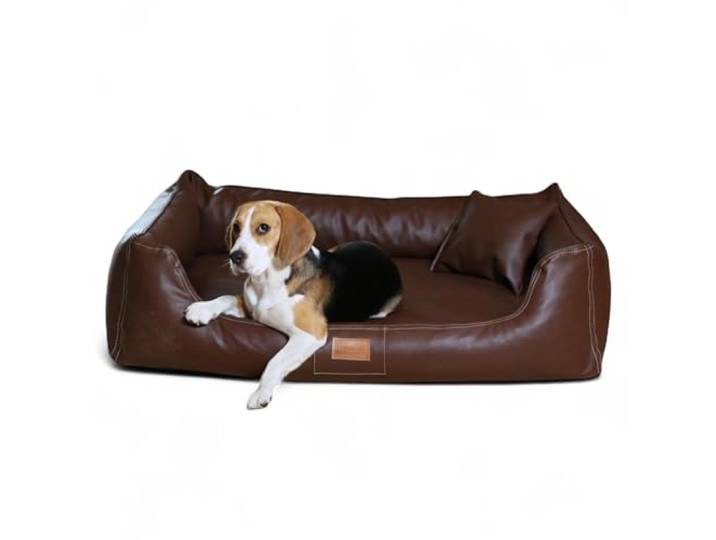 tierlando® Orthopädisches Hundebett Maddox Easy CLEAN aus pflegeleichtem Kunstleder mit Visco-Matratze für gesunden Schlafkomfort bei Gelenkproblemen Größe: 120x85cm Farbe: 01 Braun