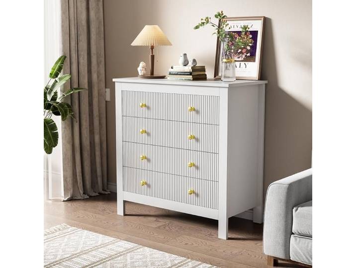 Buffet Armoire De Rangement Avec Poignées Dorées Peut Être Utilisée Comme Meuble À Chaussures Ou Commode 79 X 39.5 X 80.5 Blanc
