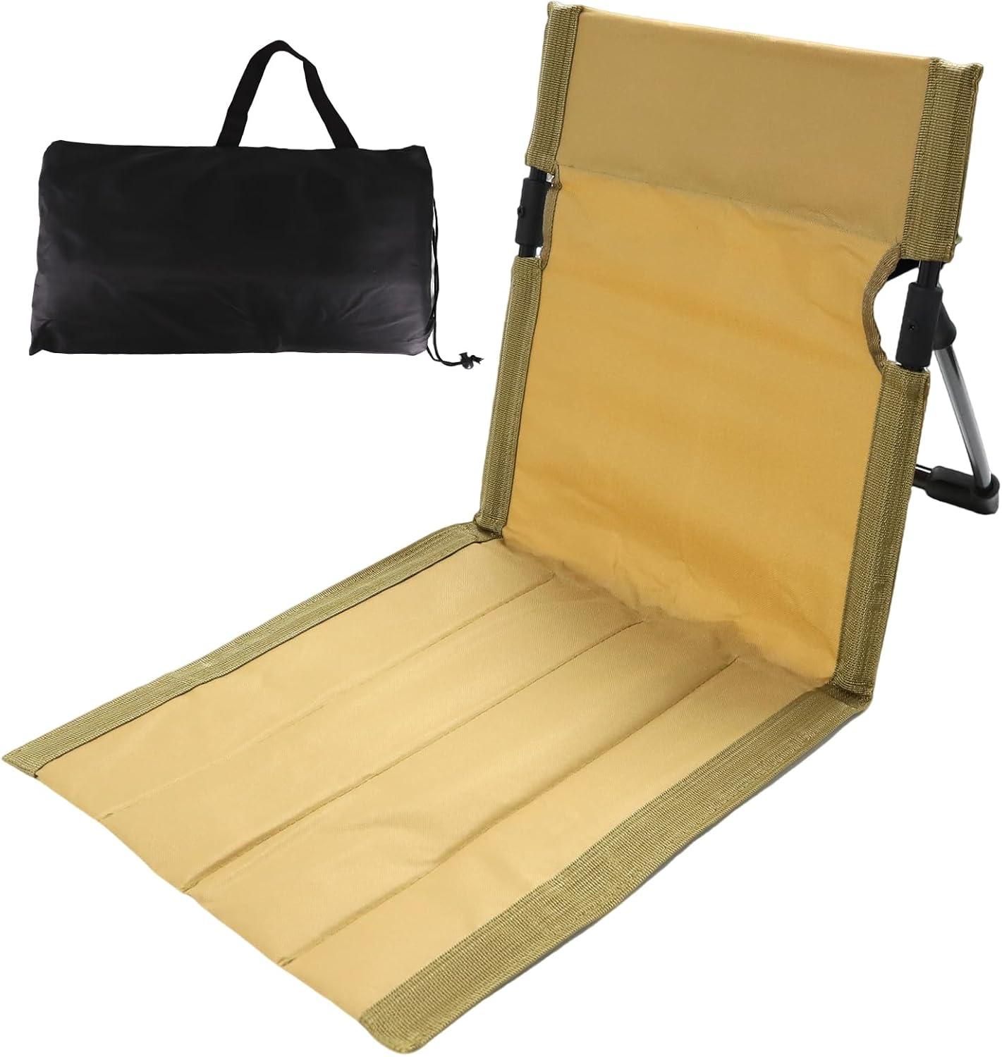 Bodenstuhl Mit Rückenstütze,Strandmatte Mit Rückenlehne, 600D Oxford-Gewebe Komfortabel Strandliege Klappbar,Strand Klappkissen Sitz,Bodenstuhl Klappbares Tribünenkissen für Picknick
