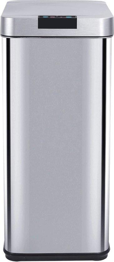 Automatische prullenbak met sensor, 50 liter, roestvrij staal, zilver