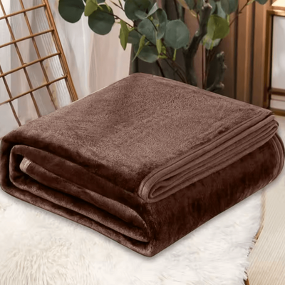 Inspire Curations Soft Coral Fleece Travel And Bed Blanket coffee 150x200cm