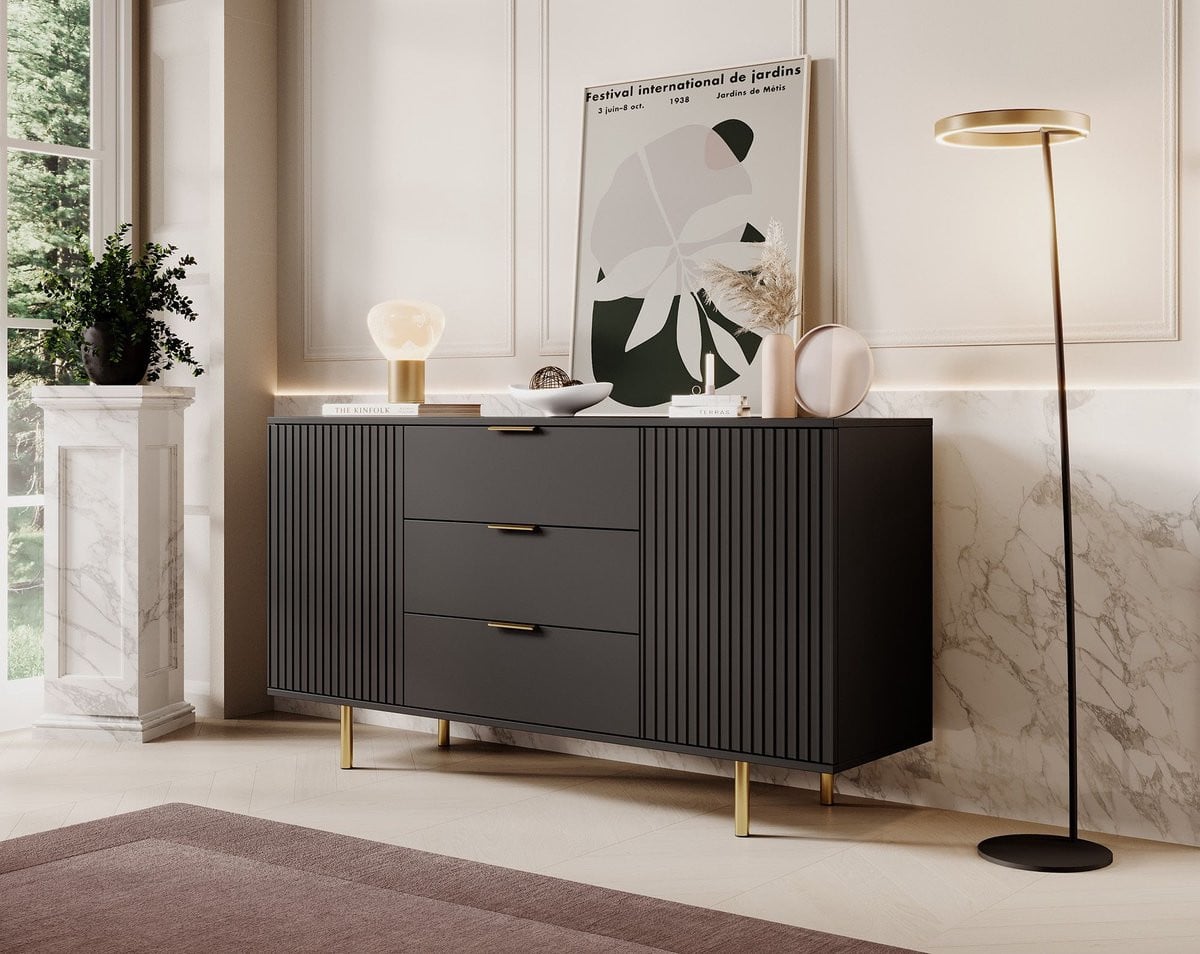 Meubella Dressoir Nicola Mat zwart 150 cm
