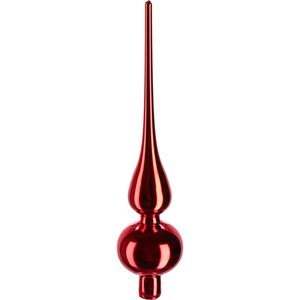 Inge-Glas Christbaumspitze Merry Red, matt oder glänzend, rot, Traditionell, aus Glas, 6 x 26 cm