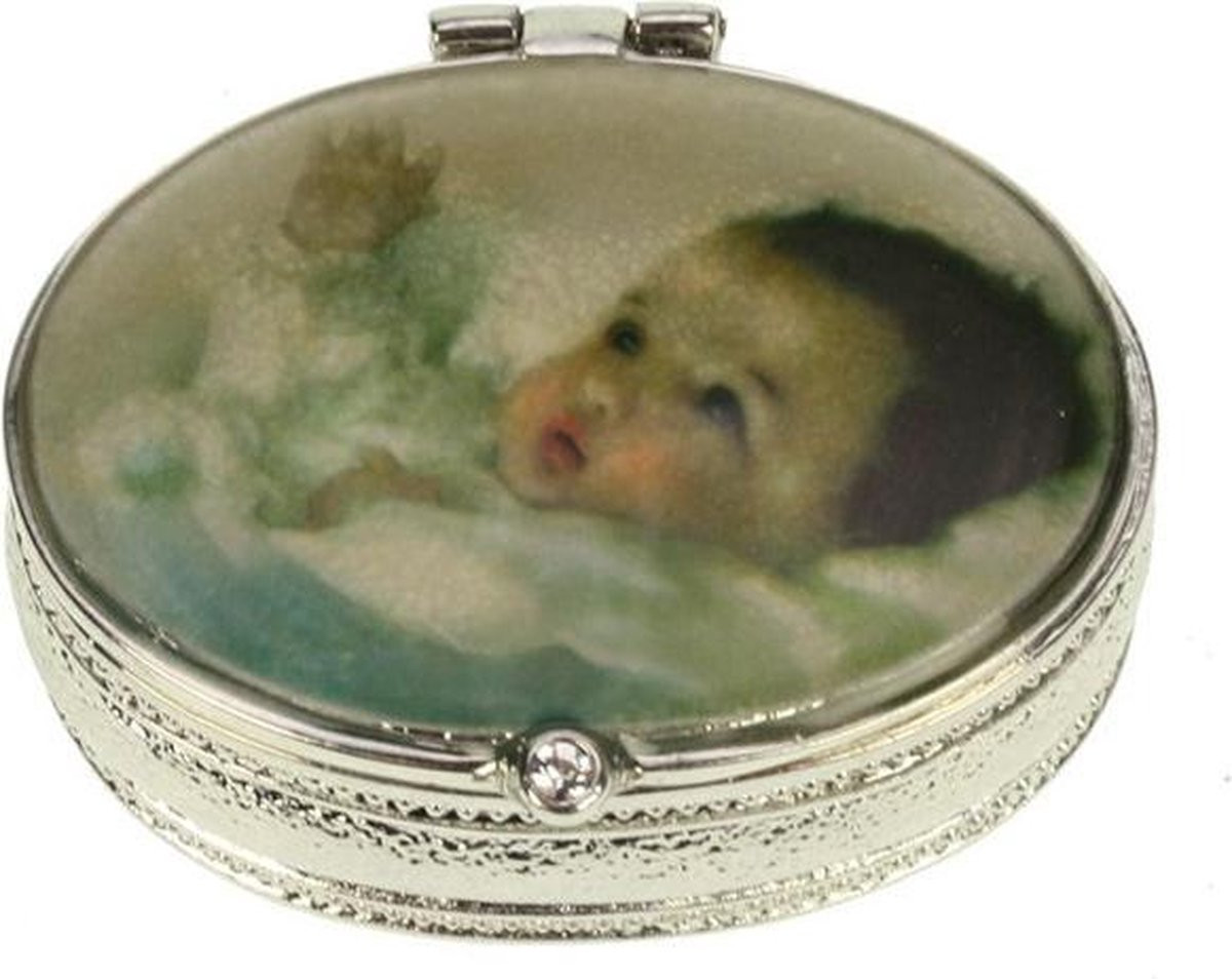 MEA Ovaal Doosje voor baby's blauw zilverkleurig 5 cm