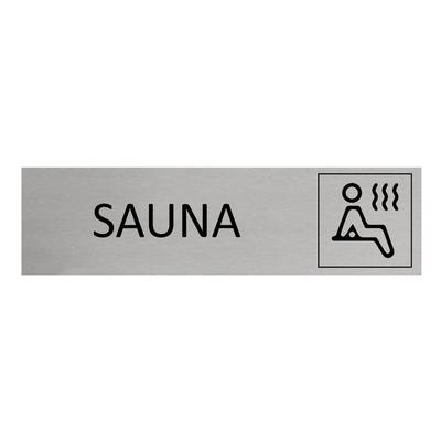 CombiCraft Aluminium Türschild Sauna 165x45mm mit 3M-Tape zur Befestigung, einfache Kennzeichnung von Räumen und Bereichen