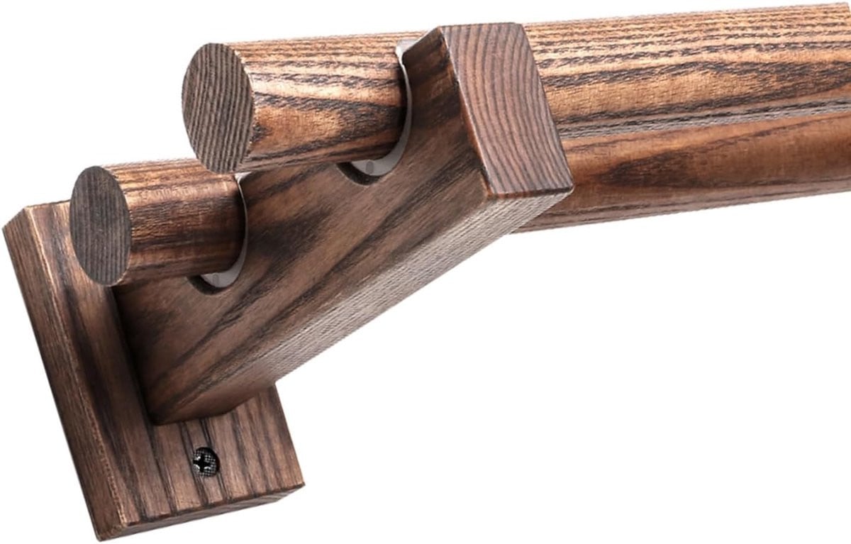 Romeinse Gordijnroede Set van Massief Notenhout - Walnoot - 240 cm