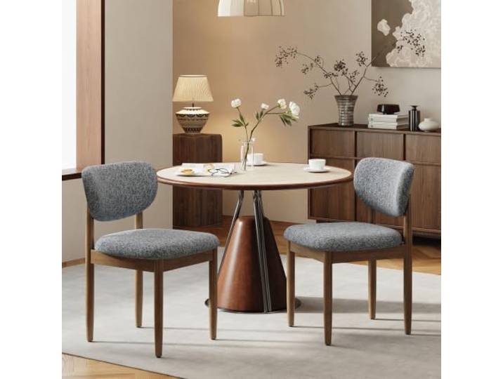MALOL Moderner Esszimmerstuhle 2er Set, Küchenstuhle mit breiter Rückenlehne und Dicker Polsterung, Massivholz Stühle Esszimmer, Sitzstuhl für Küche Wohnzimmer Haushalt & Café, Dunkelgrau