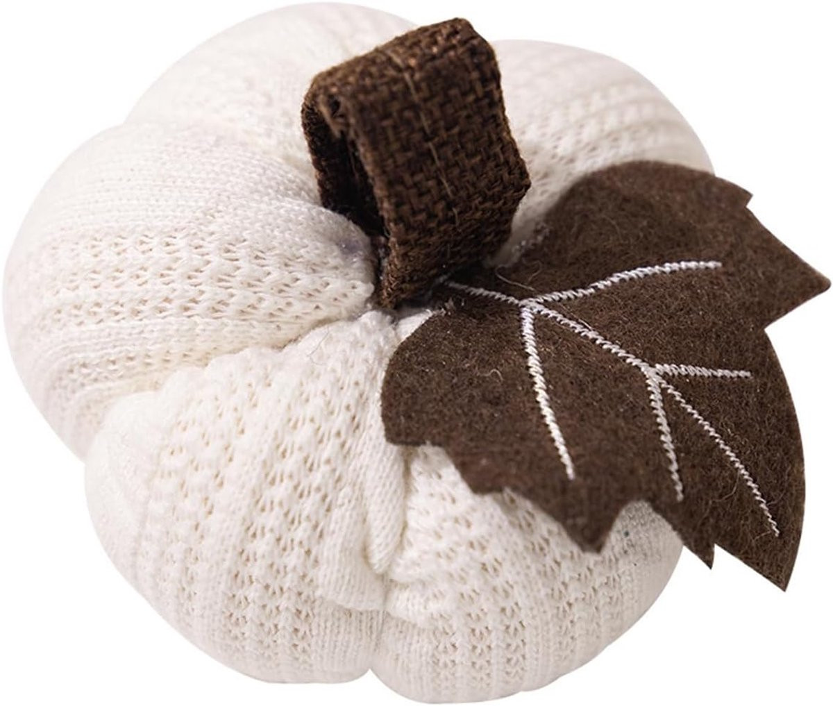 KZQ Gebreide Pompoendecoratie voor Herfst en Halloween - Wit