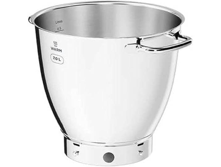 Kenwood Edelstahl-Schüssel KAB71.002SS, Zubehör für Titanium Chef Patissier XL Küchenmaschine, EasyWarm Rührschüssel mit 7 Liter Fassungsvermögen und praktischen Griffen, Spülmaschinenfest, Edelstahl