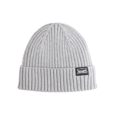 Strickmütze LEVI'S "SUNSET BEANIE", Damen, grau (morning fog heather), Baumwolle, Mützen Strickmütze
