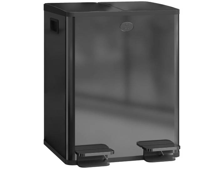 Homcom Mülleimer Edelstahl Kunststoff Schwarz, Metall, 36x51.6x45.8 cm, Badaccessoires, Abfalleimer