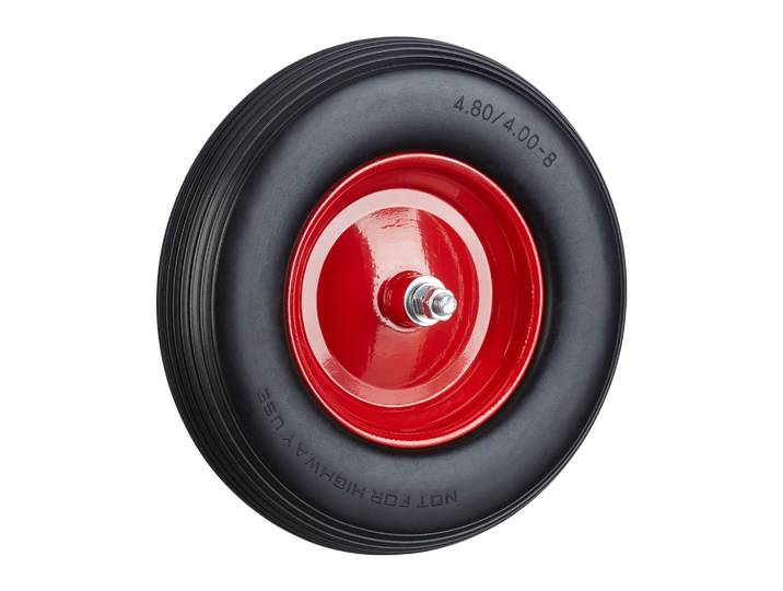 Schubkarrenrad Vollgummi mit Achse Rot-Schwarz