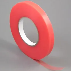 Doppelseitiges PET-Klebeband, starker Acrylatklebstoff, rote Folienabdeckung, TLM21 12 mm, PET, Papier, transparent