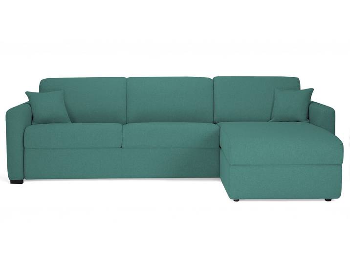 MILANO - Canapé d'angle convertible 6 places - Tweed, Turquoise