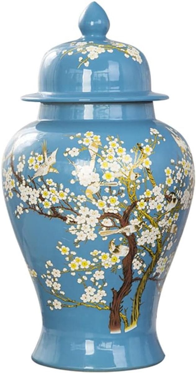 Blauwe handgeschilderde keramische decoratieve vaas voor woondecoratie