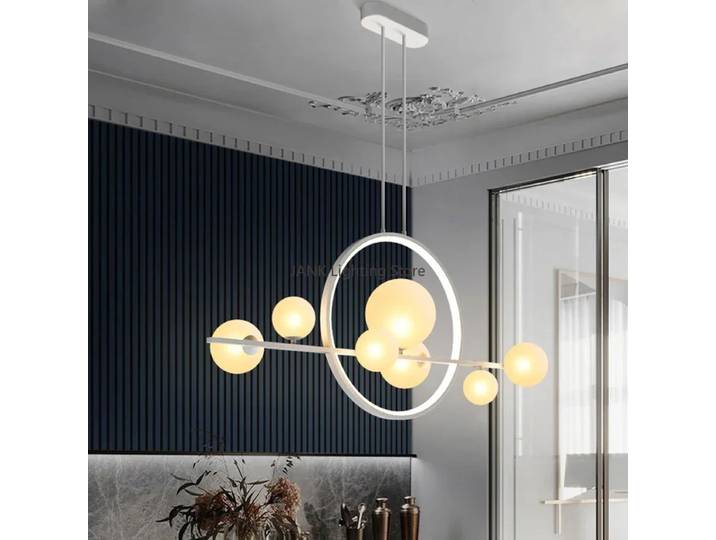 Post-moderne bande de verre bulle lustre créatif nouveau Type magique haricot Restaurant salon pendentif lumières LED décor Luminaire