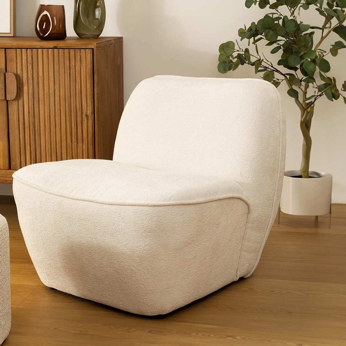 Chenille Fauteuil Julia Wit