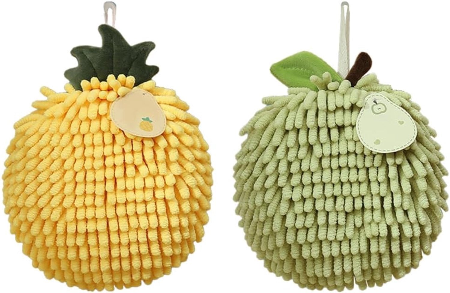 Fuzzy Ball Handdoeken - Chenille Microvezel - 2 stuks - Geel Groen