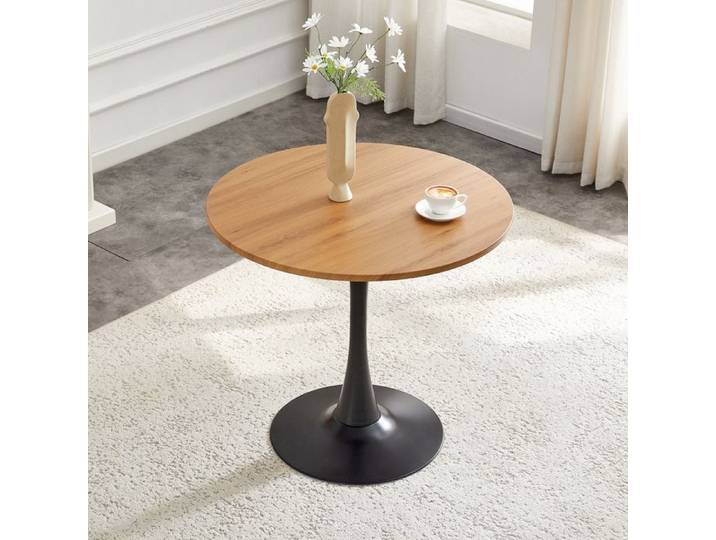 Table ronde design tulipe - Diamètre 80 cm - Hauteur 76 cm - Design tulipe élégant - Pied en métal robuste