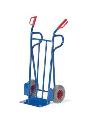 Stahlrohr-Sackkarre, bis 250 kg, Vollgummibereifung, Sicherheitsgriffe, H 1250 x B 600 x T 450 mm, enzianblau RAL 5012