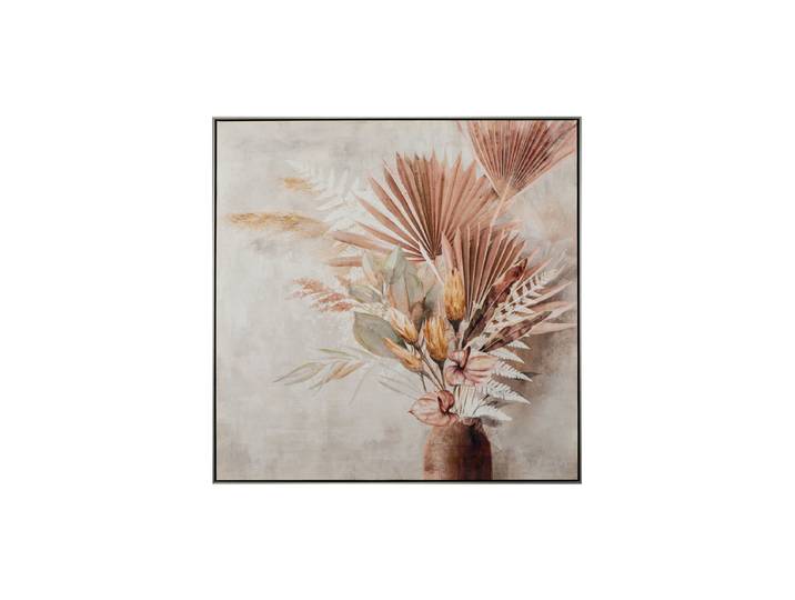 Handbemaltes, gerahmtes Bild „Palmblätter in Vase“ 102.5 x 102.5 cm Multicolor Crea Collection