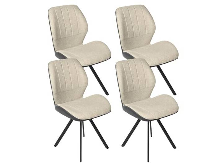 JIEXI Esszimmerstühle 4er Set, Moderne Küchenstühle mit stabilen Metallbeinen, Polsterstühle aus Stoff für Esszimmer Lounge Empfang, Beige