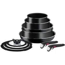 Tefal Ingenio Easy Cook & Clean Kochgeschirr-Set (10-teilig), Pfannenset + Topfset, Schwarz