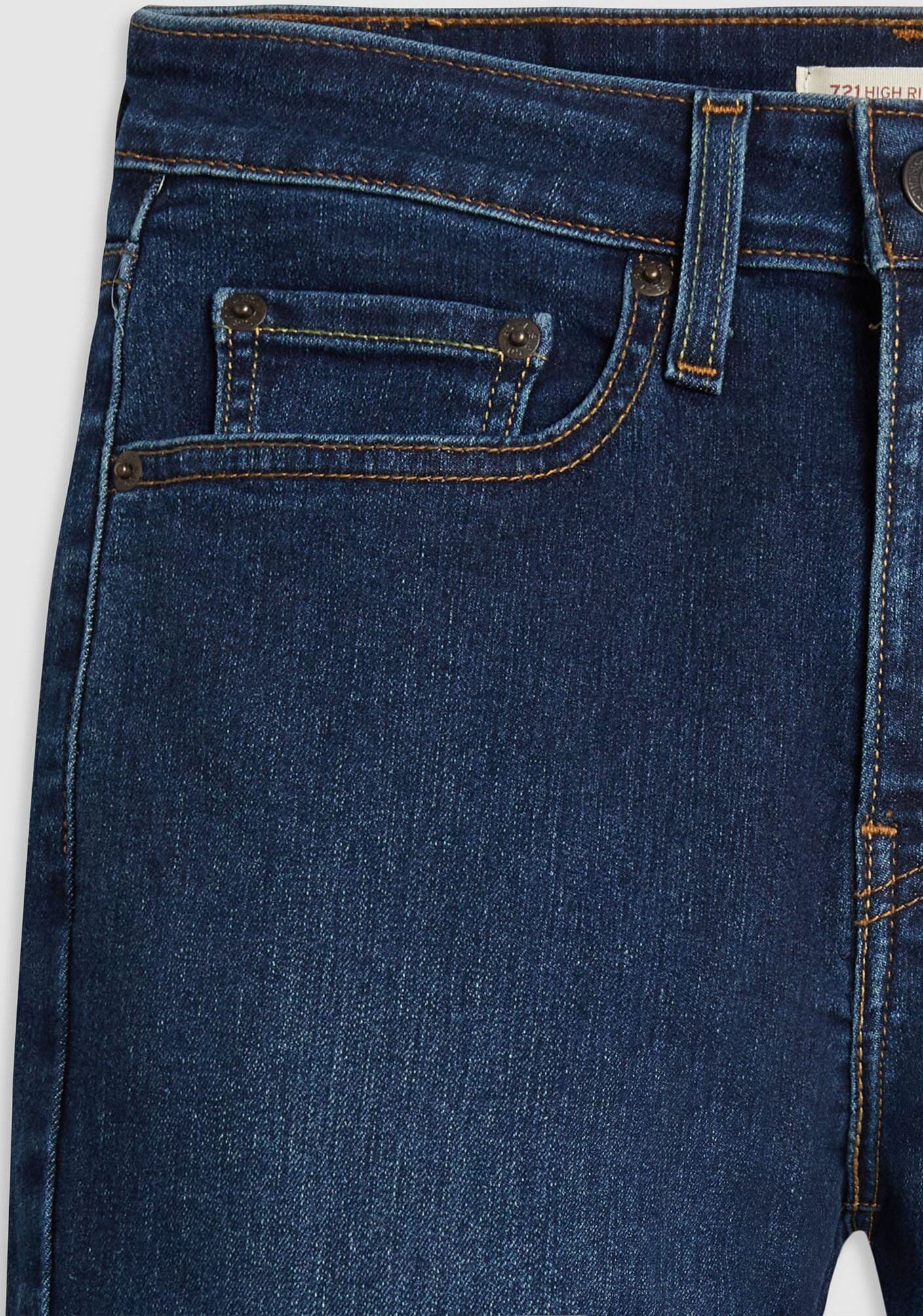 Skinny-fit-Jeans LEVI'S "721 HIGH RISE SKINNY", Damen, Gr. 26, Länge 32, blau (eternal indigo drk tint), Denim/Jeans, Obermaterial: 80% Baumwolle, 19% Polyester, 1% Elasthan, skinny fit lang, Jeans Skinny-fit-Jeans, mit hohem Bund