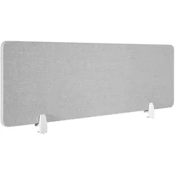 tectake Schreibtisch Trennwand Noisy mit abgerundeten Ecken - 130 x 40 cm grau