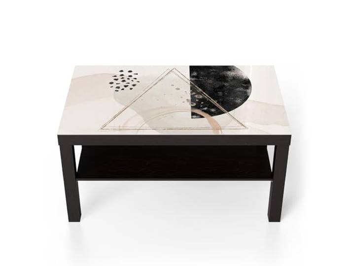 DEQORI Glastisch schwarz groß 90x50 cm Motiv Abstrakte Harmonie ausgefallener Beistelltisch aus Glas Hochglanz Couchtisch fürs Wohnzimmer moderner Couch Tisch mit Design